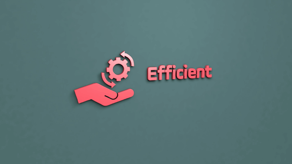efficientの文字と手と歯車