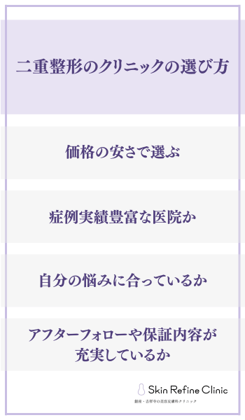 二重整形のクリニックの選び方