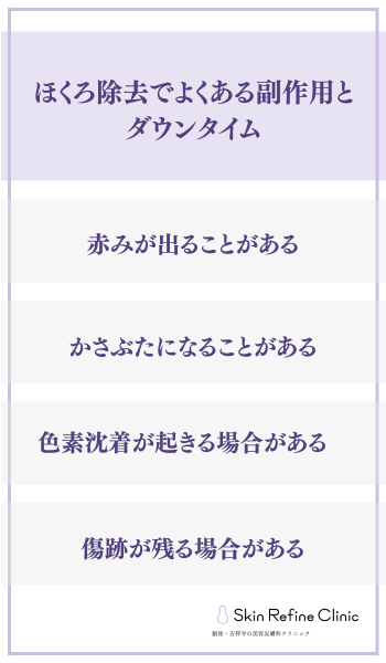 ほくろ除去でよくある副作用とダウンタイム