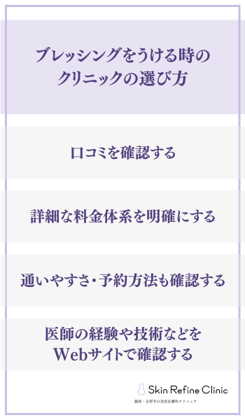 ブレッシングをうける時のクリニックの選び方