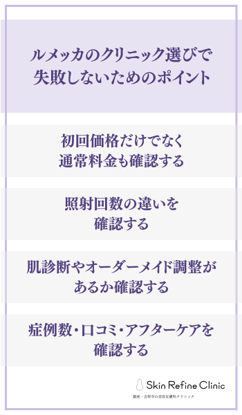 ルメッカのクリニック選びで失敗しないためのポイント