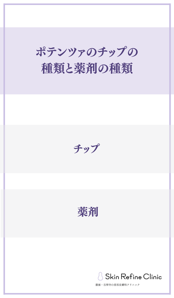 ポテンツァのチップの種類と薬剤の種類
