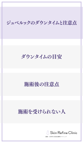 ジュベルックのダウンタイムと注意点