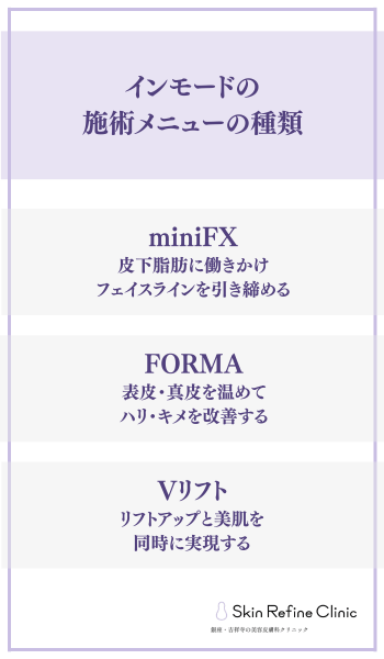 インモードの施術メニューの種類