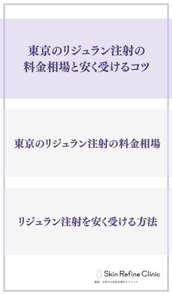 東京のリジュラン注射の料金相場と安く受けるコツ