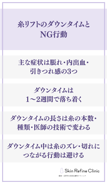 糸リフトのダウンタイムとNG行動