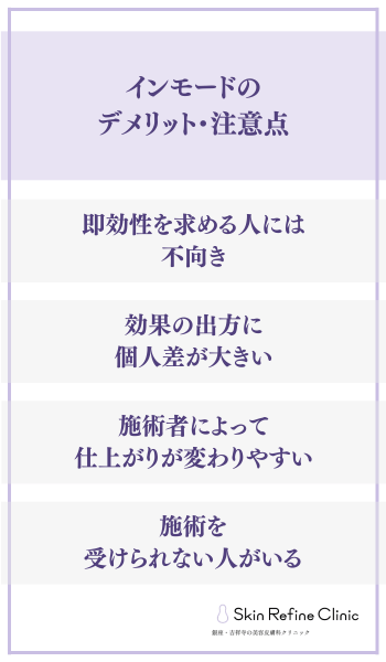 インモードのデメリット・注意点