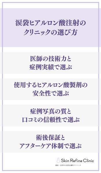 涙袋ヒアルロン酸注射のクリニックの選び方