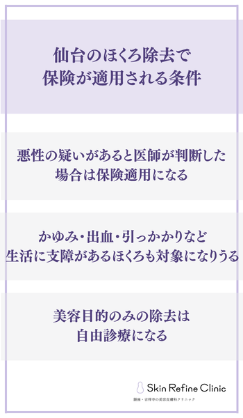 仙台のほくろ除去で保険が適用される条件