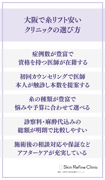 大阪で糸リフトが安いクリニックの選び方