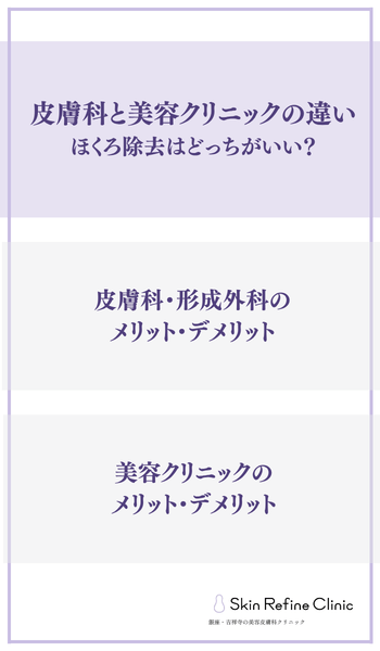 皮膚科と美容クリニックの違い|ほくろ除去はどっちがいい?