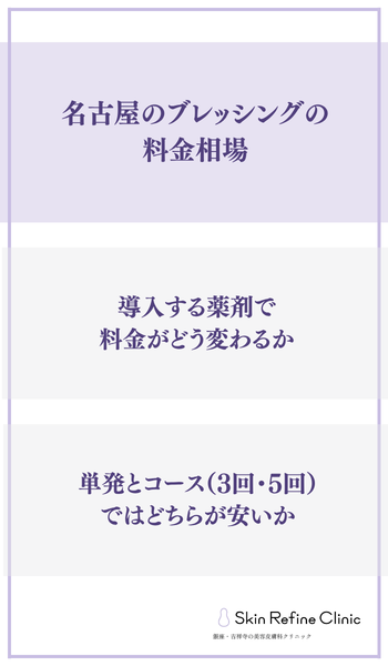 名古屋のブレッシングの料金相場