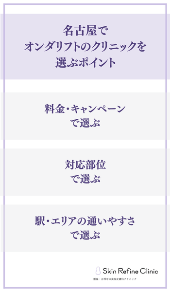 名古屋でオンダリフトのクリニックを選ぶポイント