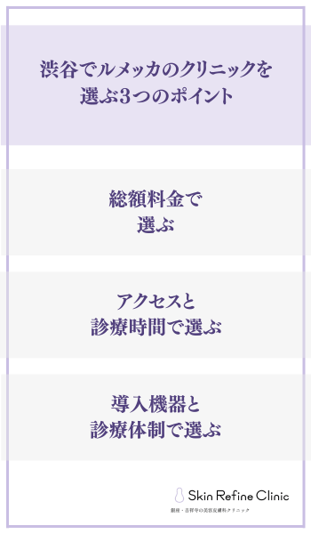渋谷でルメッカのクリニックを選ぶ3つのポイント