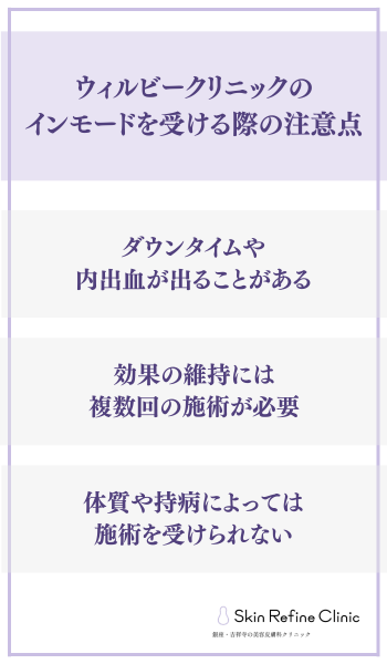 ウィルビークリニックのインモードを受ける際の注意点
