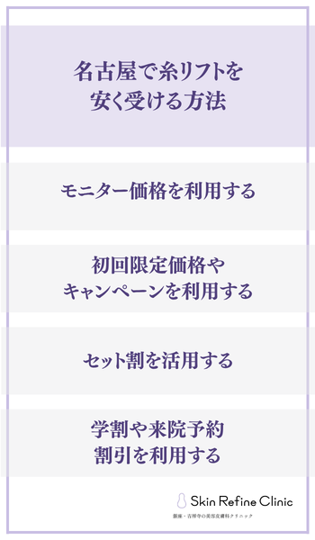 名古屋で糸リフトを安く受ける方法