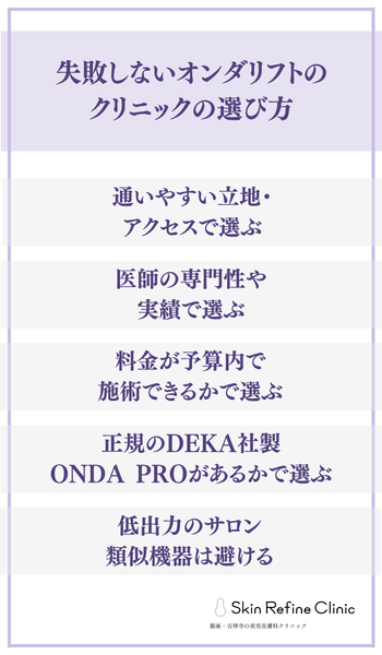 失敗しないオンダリフトのクリニックの選び方
