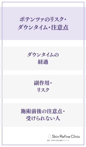 ポテンツァのリスク・ダウンタイム・注意点