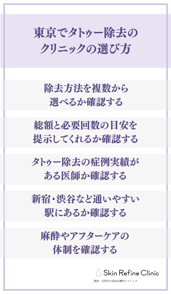 東京でタトゥー除去のクリニックの選び方