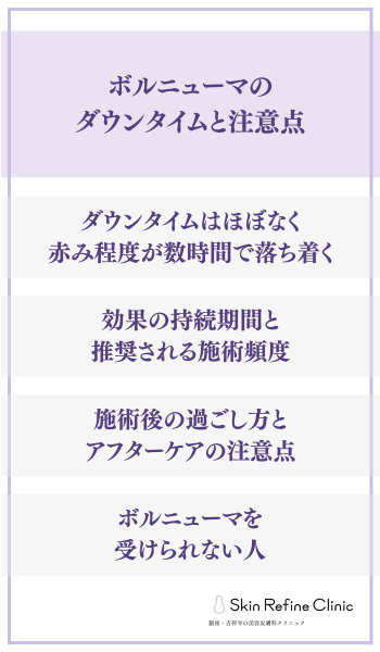 ボルニューマのダウンタイムと注意点