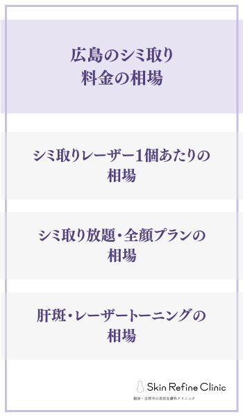 広島のシミ取り料金の相場