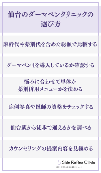 見出し直下画像 仙台のダーマペンクリニックの選び方