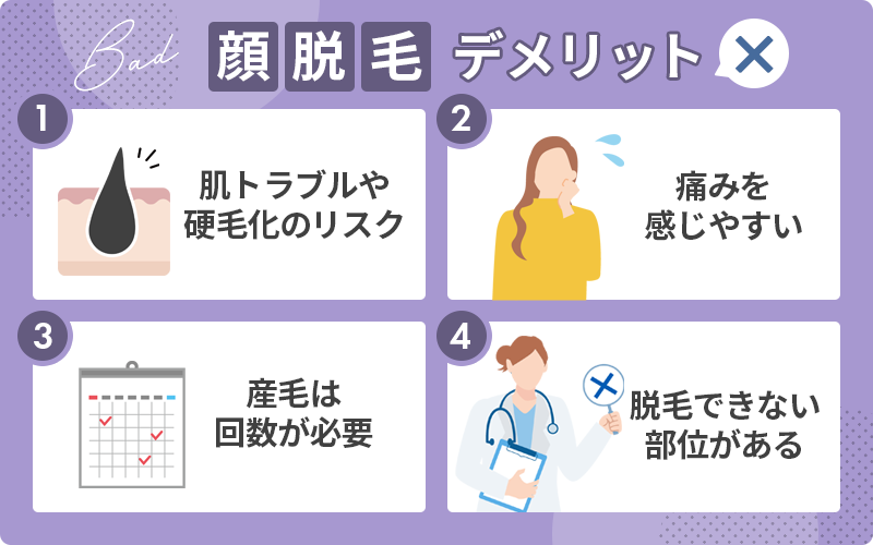 顔脱毛のデメリット